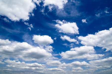 blue sky with clouds closeupの写真素材