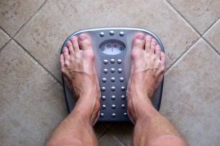 Feet on a weighing scale