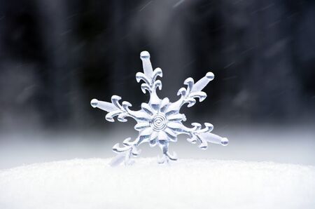 Snowflake in a white snow