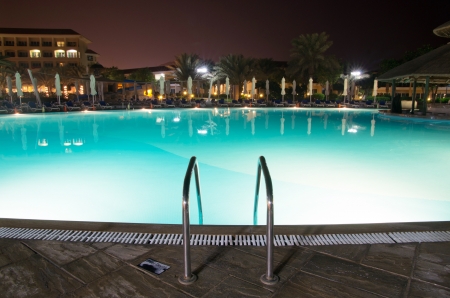 swimming pool in night illuminationのeditorial素材