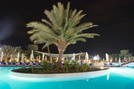 swimming pool in night illuminationのeditorial素材