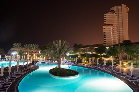 swimming pool in night illuminationのeditorial素材
