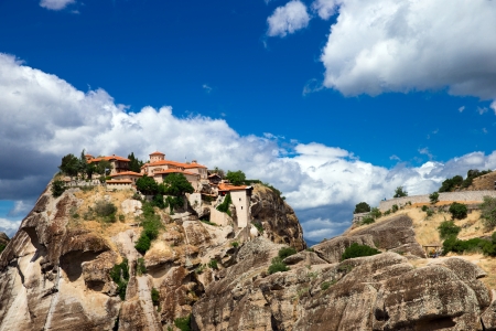 Monastery on top of rock in Meteora, Greeceの写真素材