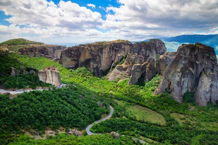 Monastery on top of rock in Meteora, Greeceの写真素材
