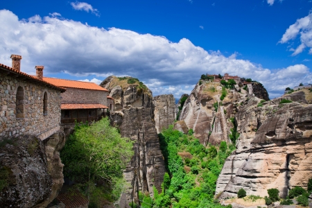 Monastery on top of rock in Meteora, Greeceの写真素材