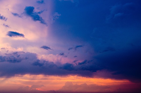 sky with clouds and sunの写真素材