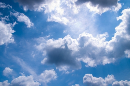 White clouds in blue sky の写真素材