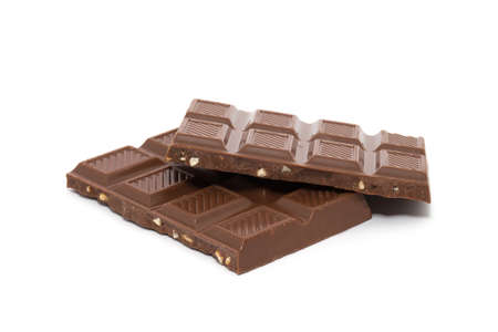 pieces of Chocolate isolated on whiteの写真素材
