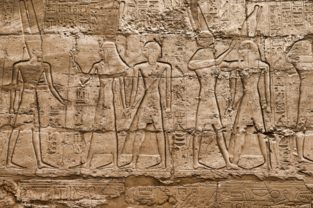 Hieroglyphic of pharaoh civilization in Karnak temple, Egyptの写真素材