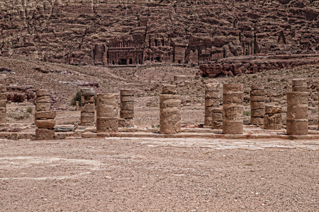 Ancient temple in Petra, Jordanの写真素材