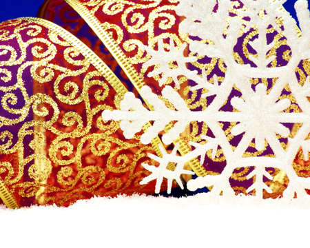 Christmas decoration over blue backgroundの写真素材