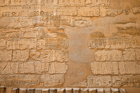 Ancient hieroglyphs on wall, Temple of Karnak,の写真素材