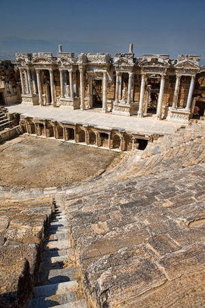 Ruins of theater in ancient Hierapolis, Turkeyの写真素材