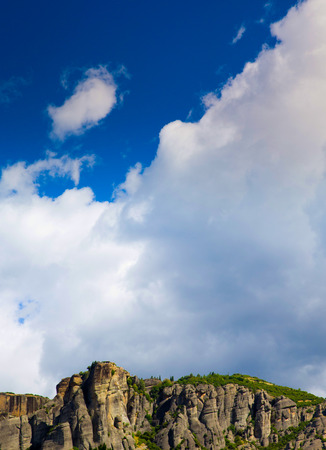 Monastery on top of rock in Meteora, Greeceの写真素材