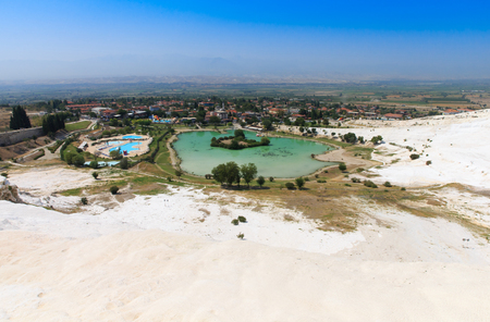 Pamukkale travertines near Denizli in Turkeyの写真素材