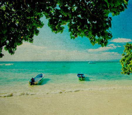 grunge image of tropical beachの写真素材