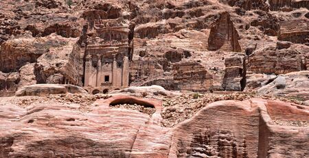 Beautiful red rock formations in Petra Jordanの写真素材