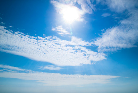 blue sky background with tiny cloudsの写真素材