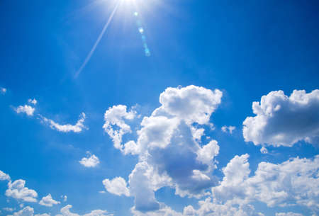 blue sky background with tiny cloudsの写真素材