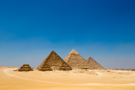 pyramids with a beautiful sky of Giza in Cairo, Egypt.