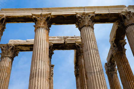 Temple of the Olympian Zeus and the Acropolis in Athens, Greeceの写真素材