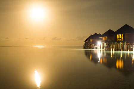 Island in ocean, Maldives. Nightのeditorial素材
