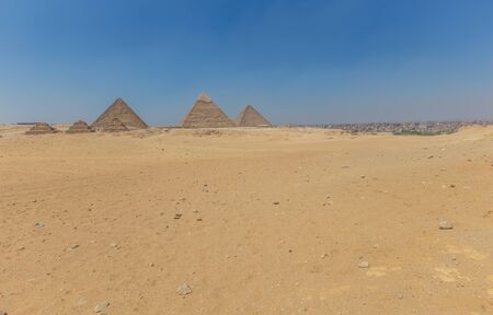 pyramids with a beautiful sky of Giza in Cairo, Egypt.