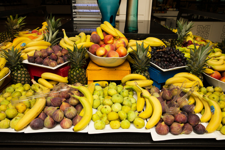 Assortment of juicy fruits backgroundの写真素材