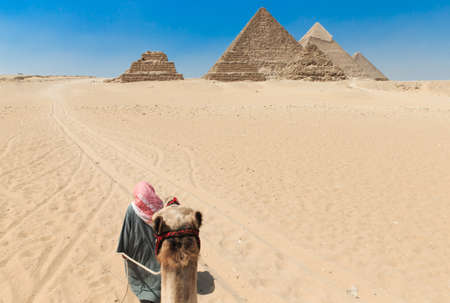 pyramids with a beautiful sky of Giza in Cairo, Egypt.の写真素材