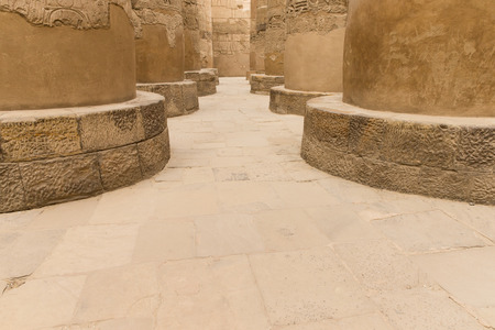 columns covered in hieroglyphics, Karnak, Egypt.の写真素材