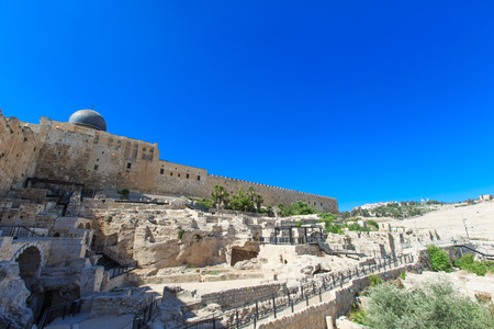 Ancient ruins in the center of Jerusalem, Israelの写真素材