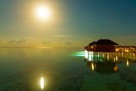 Sunset on sea in Maldivesのeditorial素材