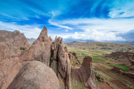 Hayu Marca, the mysterious stargate and unique rock formations near Puno, Peruの写真素材
