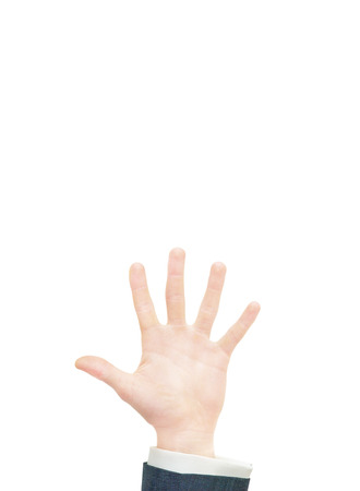 hand on ? white backgroundの写真素材