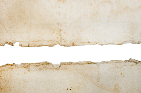 Old paper isolated on white backgroundの写真素材
