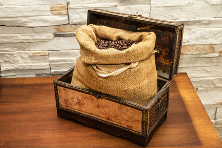 Coffee Beans in a Bagの写真素材
