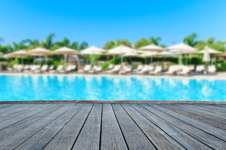 Luxurious open air swimming pool at resortの写真素材