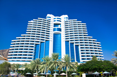 FUJAIRAH, UAE - November 16: Luxurious 5-star hotel Le Meridien Al Aqah Beach Resort on November 2, 2012 in Fujairah.のeditorial素材