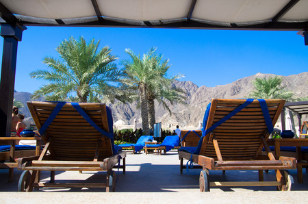 FUJAIRAH, UAE - November 16: Low-rise Arabian (Moroccan) style architecture of 5 stars Iberotel Miramar Al Aqah Beach Resort (321 rooms) located on Indian Ocean shores, Fujairah, UAE, on November 16   2012のeditorial素材