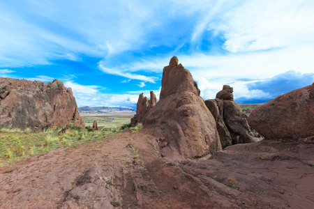 Hayu Marca, the mysterious stargate and unique rock formations near Puno, Peruの写真素材