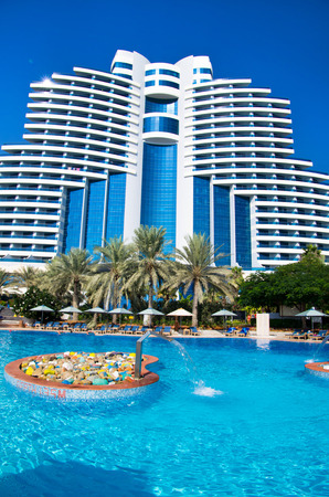 FUJAIRAH, UAE - November 16: Luxurious 5-star hotel Le Meridien Al Aqah Beach Resort on November 2, 2012 in Fujairah.のeditorial素材