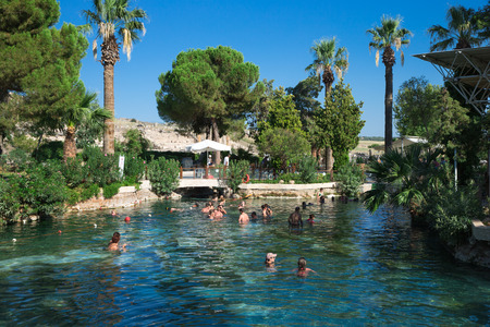 Pamukkale, Turkey - 28 October 2015 - Thermal pool Cleopatra in Pamukkale in Turkeyのeditorial素材