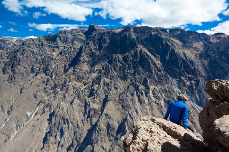 AREQUIPA, PERU - JULY 15 tourists watching condors in the Colca Canyon at Arequipa Peru on july 15th, 2015.のeditorial素材