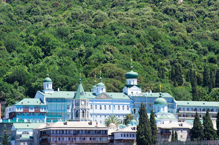 Saint Panteleimon Monastery, Athos Peninsula, Mount Athos, Chalkidiki, Greeceのeditorial素材
