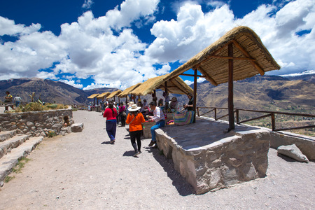 AREQUIPA, PERU - JULY 15 tourists watching condors in the Colca Canyon at Arequipa Peru on july...