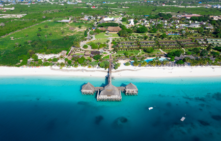 The beautiful tropical Island of Zanzibar aerial view. sea in Zanzibar beach, Tanzania.のeditorial素材