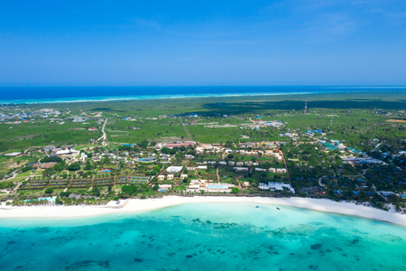 The beautiful tropical Island of Zanzibar aerial view. sea in Zanzibar beach, Tanzania.の写真素材