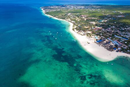 The beautiful tropical Island of Zanzibar aerial view. sea in Zanzibar beach, Tanzania.の写真素材