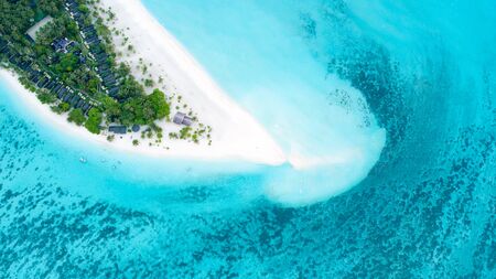Beautiful aerial view of Maldives and tropical beach . Travel and vacation conceptの写真素材