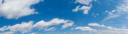 Panorama Blue sky and white clouds. Bfluffy cloud in the blue sky background